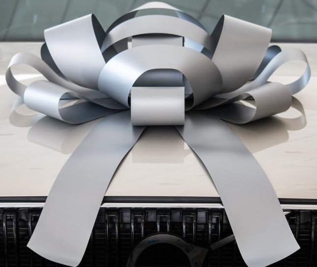 30 Inch Giant Silver Magnetic Car Bow