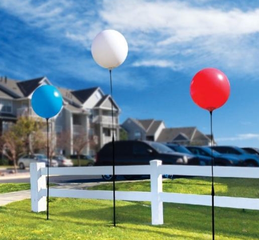 Permanent Outdoor Vinyl Balloon Short Pole Kit With Ground Spike
