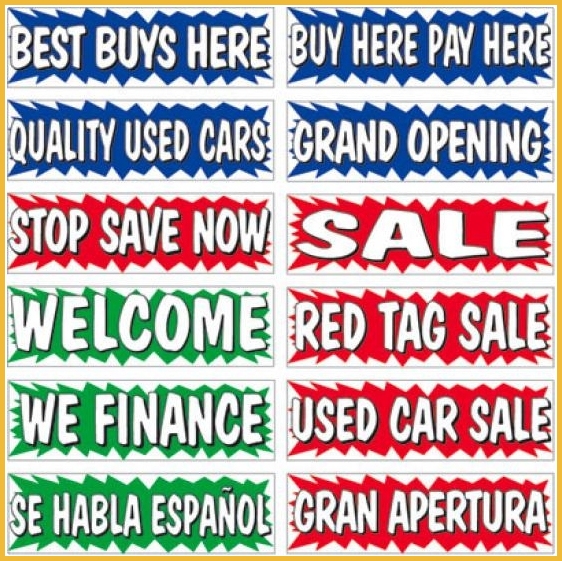 3 x 5 Burst Banner - 12 Different Messages