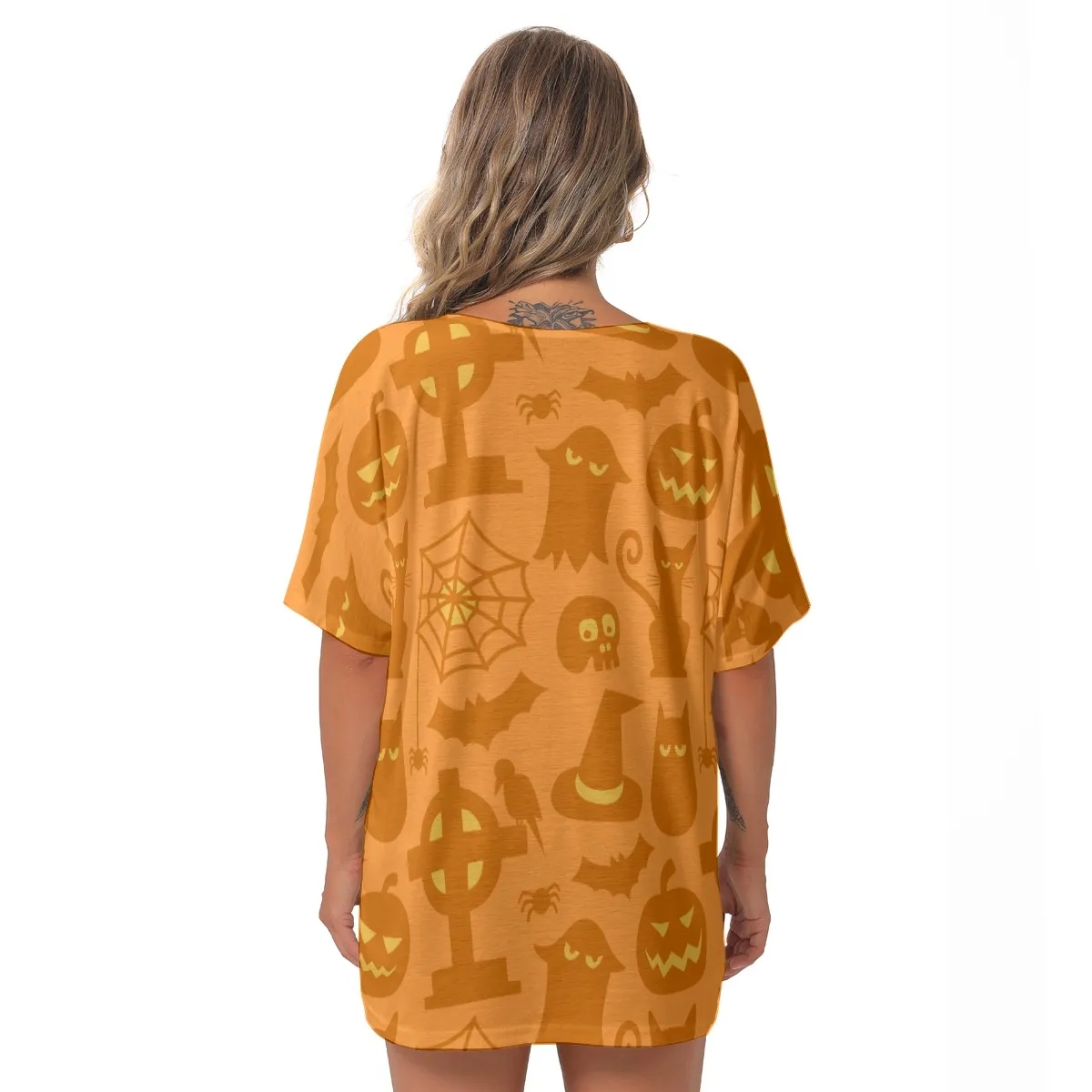 Halloween Design Women's Bat Sleeves V-Neck Blouse - Image 2