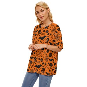 All Over Print Oversize Halloween T-Shirt For Women