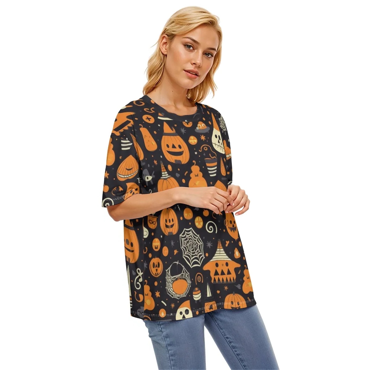 Halloween All Over Print Oversize T-Shirt For Women