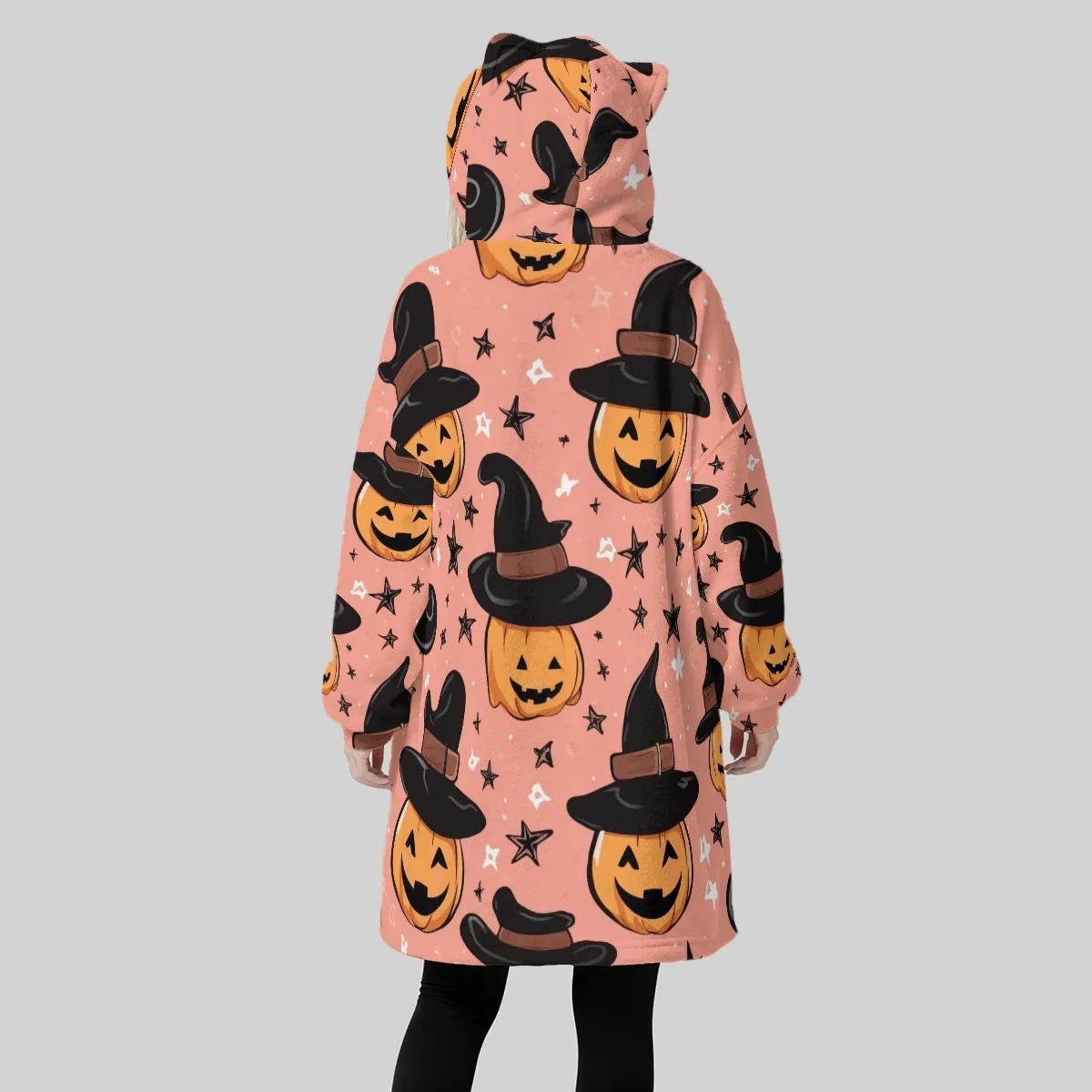 Halloween Design Fleece Oversized Hoodie Blanket For Women - Image 2