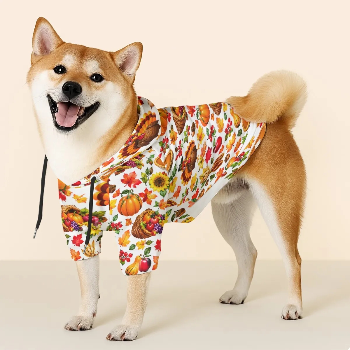 Thanksgiving Design Hooded Sweatshirt For Large Dogs