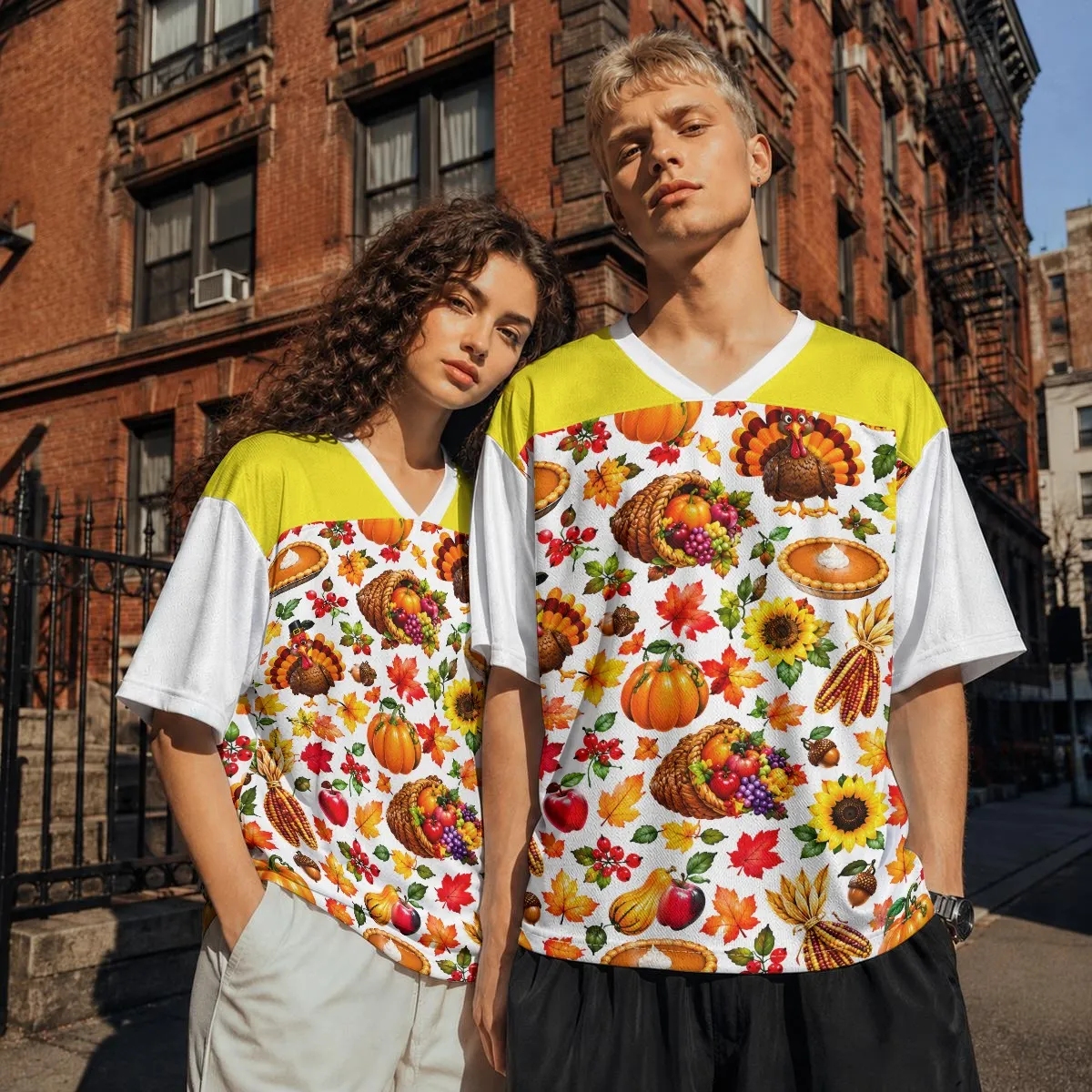 Unisex V-Neck Thanksgiving T-Shirt