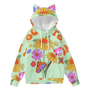Women's 70's Design Hoodie With Ears