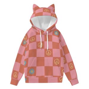 Peace Sign Design Hoodie For Women