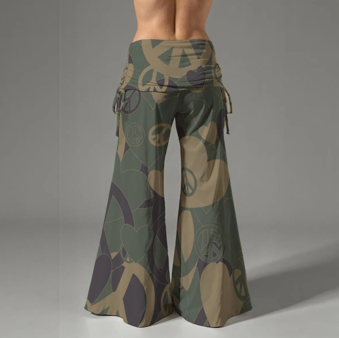 Peace Sign Design Women's Wide Leg Pants - Image 3