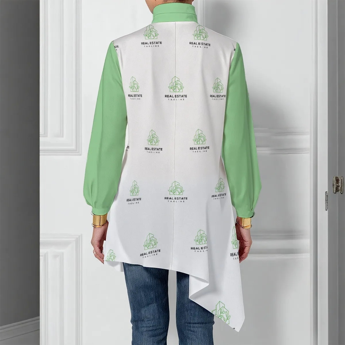 Women's Turtleneck T-shirt With Sloping Hem - Image 2