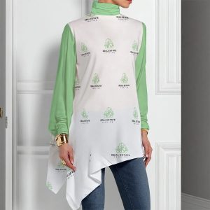 Women's Turtleneck T-shirt With Sloping Hem